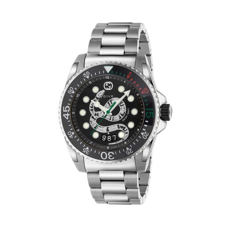 Gucci Dive YA136218 Men’s 45mm Automatic Stainless Steel Watch – Black Dial