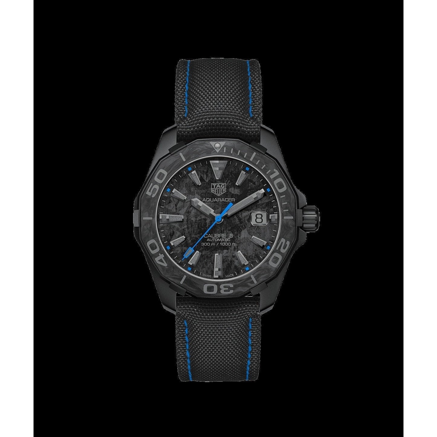Tag Heuer Aquaracer Calibre 5 Black Nylon Strap Carbon Dial Watch for Men - WBD218C.FC6447