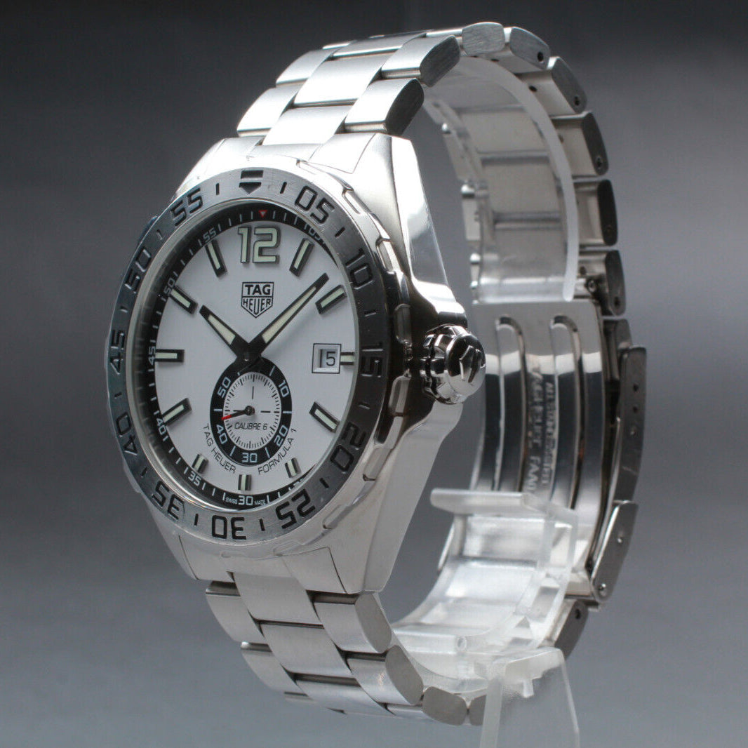 Tag Heuer Formula 1 Calibre 6 Automatic White Dial Silver Steel Strap Watch for Men - WAZ2013.BA0842