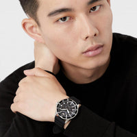 Emporio Armani Meccanico Automatic Black Dial Black Silicone Strap Watch For Men - AR60062