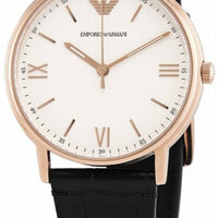 Emporio Armani Kappa Quartz White Dial Black Leather Strap Watch For Men - AR80015