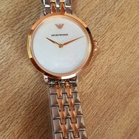 Emporio Armani Modern Slim Analog Mother of Pearl Dial Two Tone Steel Strap Watch For Women - AR11157