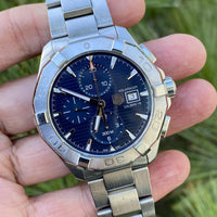 Tag Heuer Aquaracer Caliber 16 Automatic Chronograph Blue Dial Silver Steel Strap Watch for Men - CAY2112.BA0927