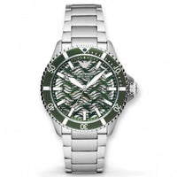 Emporio Armani Diver Automatic Green Dial Silver Steel Strap Watch For Men - AR60061