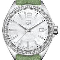 Tag Heuer Formula 1 Quartz Diamonds Mother of Pearl Dial Green Leather Strap Watch for Women - WBJ131A.FC8249