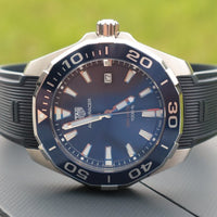Tag Heuer Aquaracer Quartz Blue Dial Blue Rubber Strap Watch for Men - WAY101C.FT6153