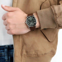 Emporio Armani Luigi Quartz Grey Dial Brown Leather Strap Watch For Men - AR11175