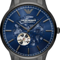 Emporio Armani Renato Automatic Blue Dial Grey Steel Strap Watch For Men - AR60056