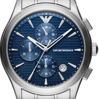 Emporio Armani Chronograph Blue Dial Silver Steel Strap Watch For Men - AR11528