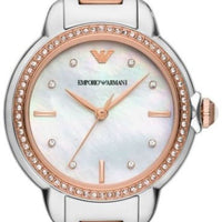 Emporio Armani Three Hand Quartz Mother of Pearl Dial Two Tone Steel Strap Watch For Women - AR11569