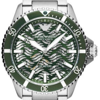 Emporio Armani Diver Automatic Green Dial Silver Steel Strap Watch For Men - AR60061