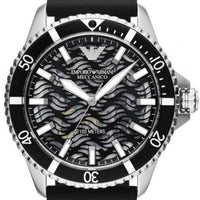 Emporio Armani Meccanico Automatic Black Dial Black Silicone Strap Watch For Men - AR60062
