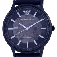 Emporio Armani Meccanico Automatic Black Dial Black Leather Strap Watch For Men - AR60042