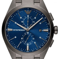 Emporio Armani Chronograph Quartz Blue Dial Grey Steel Strap Watch For Men - AR11481