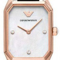 Emporio Armani Gioia Quartz Mother of Pearl Dial Black Leather Strap Watch For Women - AR11390