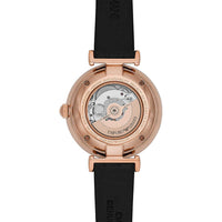 Emporio Armani Gianni T Bar Mother of Pearl White Dial Black Leather Strap Watch For Women - AR60047