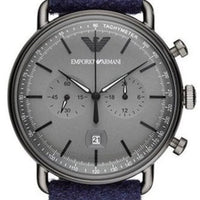Emporio Armani Aviator Quartz Grey Dial Blue Fabric Strap Watch For Men - AR11144