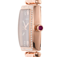 Emporio Armani Gianni T Bar Quartz Crystals White Dial Rose Gold Steel Strap Watch For Women - AR11406