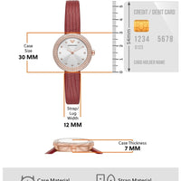 Emporio Armani Rosa Two Hand White Dial Red Leather Strap Watch For Women - AR11357