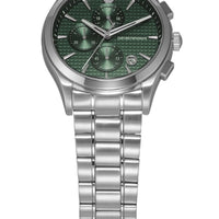 Emporio Armani Paolo Chronograph Green Dial Silver Steel Strap Watch For Men - AR11529