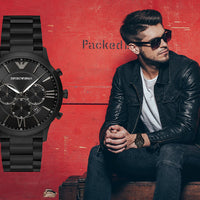 Emporio Armani Giovanni Chronograph Black Dial Black Steel Strap Watch For Men - AR11349