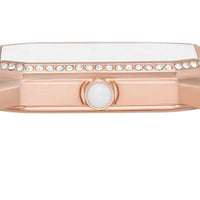 Emporio Armani Gianni T Bar Two-Hand Mother of Pearl Dial Red Leather Strap Watch For Women - AR11467