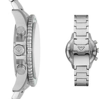 Emporio Armani Diver Chronograph Green Dial Silver Steel Strap Watch For Men - AR11500