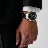 Emporio Armani Renato Chronograph Green Dial Silver Steel Strap Watch For Men - AR11507
