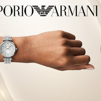 Emporio Armani Gianni T-Bar Quartz Silver Dial Silver Steel Strap Watch For Women - AR11445