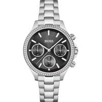 Hugo Boss Women's 1502593 Pandora Silver-Tone Stainless Steel Watch with Black Dial