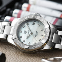 Tag Heuer Aquaracer Diamonds Mother of Pearl Dial Silver Steel Strap Watch for Women - WBD131B.BA0748