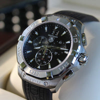 Tag Heuer Aquaracer Chronograph Black Dial Black Rubber Strap Watch for Men - CAY1110.FT6041