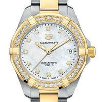 Tag Heuer Aquaracer Diamonds Mother of Pearl Dial Two Tone Steel Strap Watch for Women - WBD1323.BB0320
