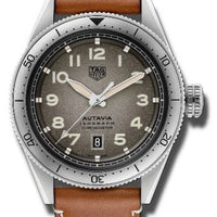 Tag Heuer Autavia Isograph Grey Dial Calfskin Brown Leather Strap Watch for Men - WBE5111.FC8267