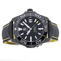 Tag Heuer Aquaracer Calibre 5 Automatic Black Dial Black Nylon Strap Watch for Men - WAY218A.FC6362
