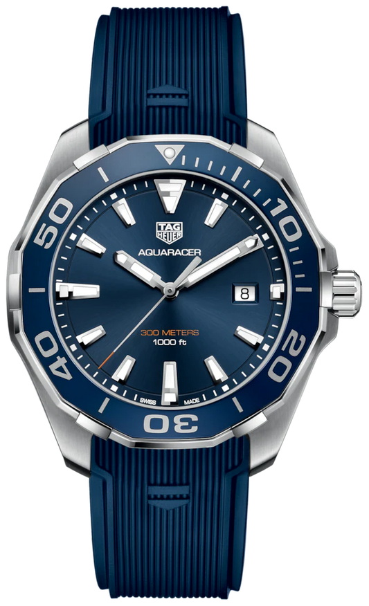 Tag Heuer Aquaracer Quartz Blue Dial Blue Rubber Strap Watch for Men -  WAY101C.FC6153
