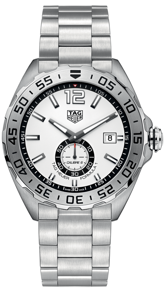 Tag Heuer Formula 1  Calibre 6 Automatic White Dial Silver Steel Strap Watch for Men - WAZ2013.BA0842