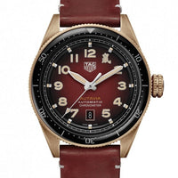 Tag Heuer Autavia Calibre 5 Chinese New Year Maroon Dial Maroon Leather Strap Watch for Men - WBE5193.FC8300