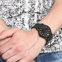 Emporio Armani Luigi Quartz Black Dial Black Silicon Strap Watch For Men - AR11071
