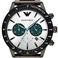 Emporio Armani Mario Chronograph White Dial Black Steel Strap Watch For Men - AR11471