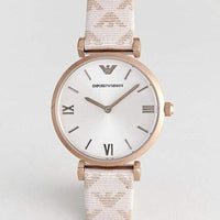 Emporio Armani Analog Grey Dial Pink Leather Strap Watch For Women - AR11126