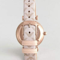 Emporio Armani Gianni T Bar Analog Silver Dial Beige Leather Strap Watch For Women - AR11127