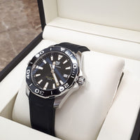 Tag Heuer Aquaracer Black Dial Black Rubber Strap Watch for Men - WAY111A.FT6151
