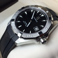 Tag Heuer Aquaracer Automatic Caliber 5 Black Dial Black Rubber Strap Watch for Men - WAY2110.FT8021