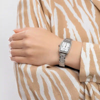 Emporio Armani Gianni T-Bar Quartz White Dial Silver Steel Strap Watch For Women - AR11405