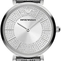 Emporio Armani Gianni T-Bar Quartz Silver Dial Silver Steel Strap Watch For Women - AR11445