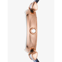 Emporio Armani Gianni T-Bar Analog Mother of Pearl Dial Blue Leather Strap Watch For Women - AR11468