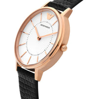 Emporio Armani Kappa Quartz White Dial Black Leather Strap Watch For Men - AR80015