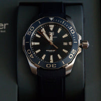 Tag Heuer Aquaracer Blue Dial Blue Rubber Strap Watch for Men - WAY111C.FT6155