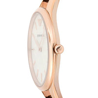 Emporio Armani Aurora Mother of Pearl White Dial Brown Leather Strap Watch For Women - AR11057